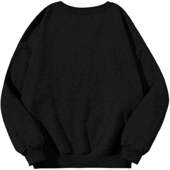 ⚡Women Black Brooklyn Imported Graphic Crewneck Long Sleeve Pullover Sweatshirt - Picture 5 of 5